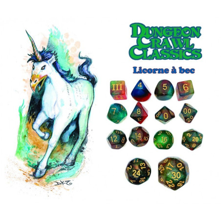 Dungeon Crawl Classics : Set dés Licorne à bec