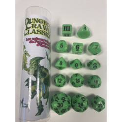 Dungeon Crawl Classics : Set 14 dés Enchanteur d'Émeraude (vert pomme) - Akileos - Jeu de société | IPA Gameshop